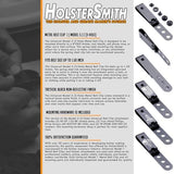 HolsterSmith Universal Metal Belt Clip for Holster Making - (Model 5) - (3-Hole) - (Tactical Black) - (w/SPTHA Mounting Hardware) - (2 Pack)