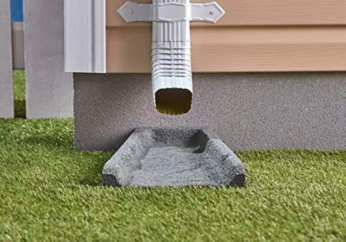 Rubberific Premium Rubber Downspout Splash Block, Rain Guard, Stone Textured Drain Extender (3 Pack, Gray)