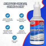 Clean-eez Heavy-Duty Grout Cleaner: Effortless Dirt & Grime Removal for Tile Floors in Bathrooms & Kitchens. Superior Cleaning Results with Bottle & Brush.Ideal for Colored Grout