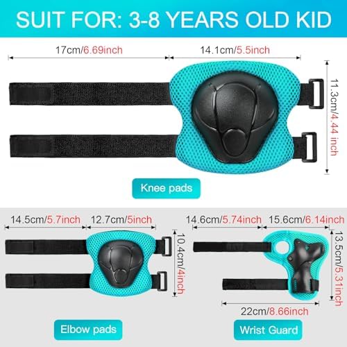 Kids Protective Gear Set Knee Pads for Kids 3-14 Years Toddler Knee and Elbow Pads with Wrist Guards 3 in 1 for Skating Cycling Bike Rollerblading Scooter