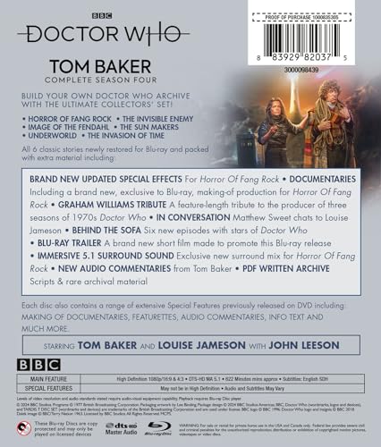 Doctor Who: Tom Baker Complete Season Four (BD) [Blu-ray]
