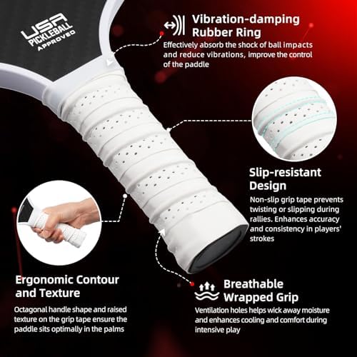 BAGAIL Pickleball Paddles, USAPA Approved Fiberglass Surface Pickleball Set, Lightweight Pickle Ball Rackets with 4 Balls, 1 Bag, Designed in California for Traction and Stability