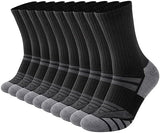 COOPLUS Mens Performance Crew Socks, Heavy Cushion Athletic Durable Work Socks for Men (5 Pairs)