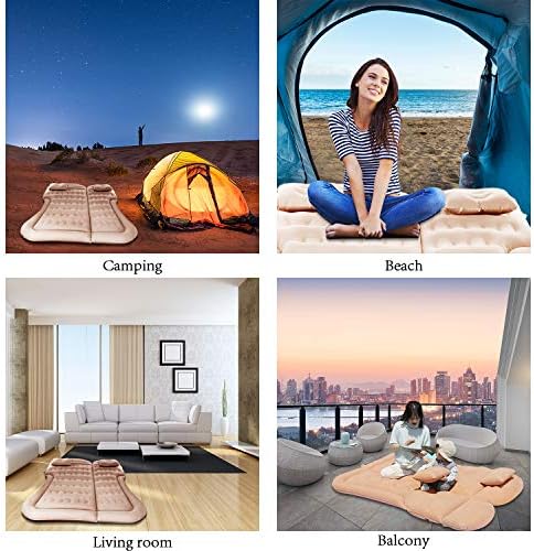 SAYGOGO SUV Air Mattress Camping Bed Cushion Pillow - Inflatable Thickened Car Air Bed Mattress with Air Pump Portable Sleeping Pad for Home Car Travel Camping Upgraded Version - Beige1