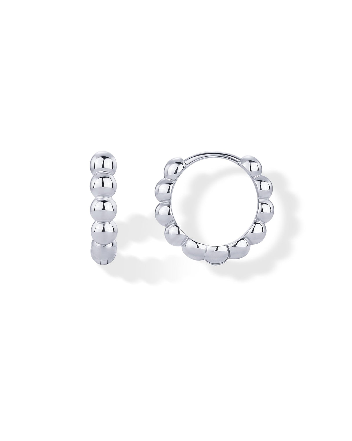 PAVOI 925 Sterling Silver Huggie Earrings, White Gold, Size 14 Millimeters