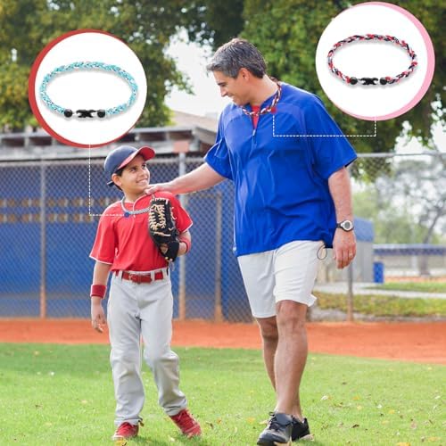 Junkin Baseball Necklaces Three Braided Rope Titanium Necklace for Team Gifts Boys Men Player Softball Fans Sports