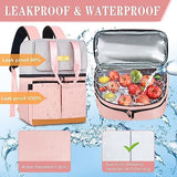 Backpack Cooler with Double Decker & 12 Ice Packs- Keeps 36 Cans Cold for Up to 24 Hours- Waterproof & Leak Proof Insulated Cooler Backpack- Stylish Cooler Bookbag for Women Travel Work Beach