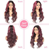 KeaBalo Ombre Lace Front Wig Human Hair Skunk Stripe Human Hair Wigs 13x4 Hd Lace Frontal Body Wave Highlight Pink Human Hair Wig Pink and Black Colored Wigs Human Hair 180% Density 22 Inch