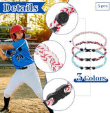 Junkin Baseball Necklaces Three Braided Rope Titanium Necklace for Team Gifts Boys Men Player Softball Fans Sports