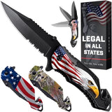 Patriotic Legal Pocket Knife Bald Eagle - 2.95” Serrated Sharp Blade - Small Tactical Knives with US American Flag for Men Dad - Best Folding Tool - Gifts for Him - Mens Birthday Gift Ideas 6680 E