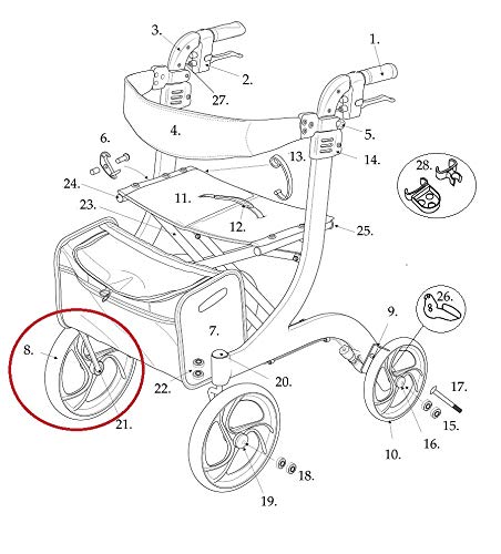 Front Wheels (Pair) with Bearings for Drive RTL10266 Nitro Rollator Walker (Serial # Prior to 2A1606301542 ONLY) - 1 Pair