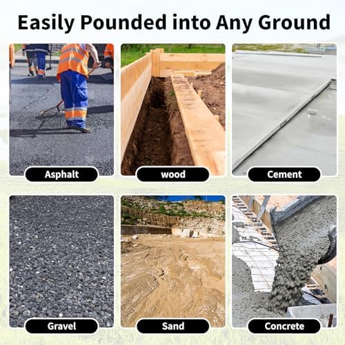 16 Inch Rebar Stakes 1/2 Inch Diameter Galvanized Steel Ground Anchors Heavy Duty Anchoring Spikes for Speed Bump, Parking Curb and Tent (10 Pack)