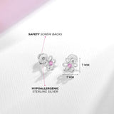 In Season Jewelry CZ Flower Kids Earrings - 925 Sterling Silver (Pink)
