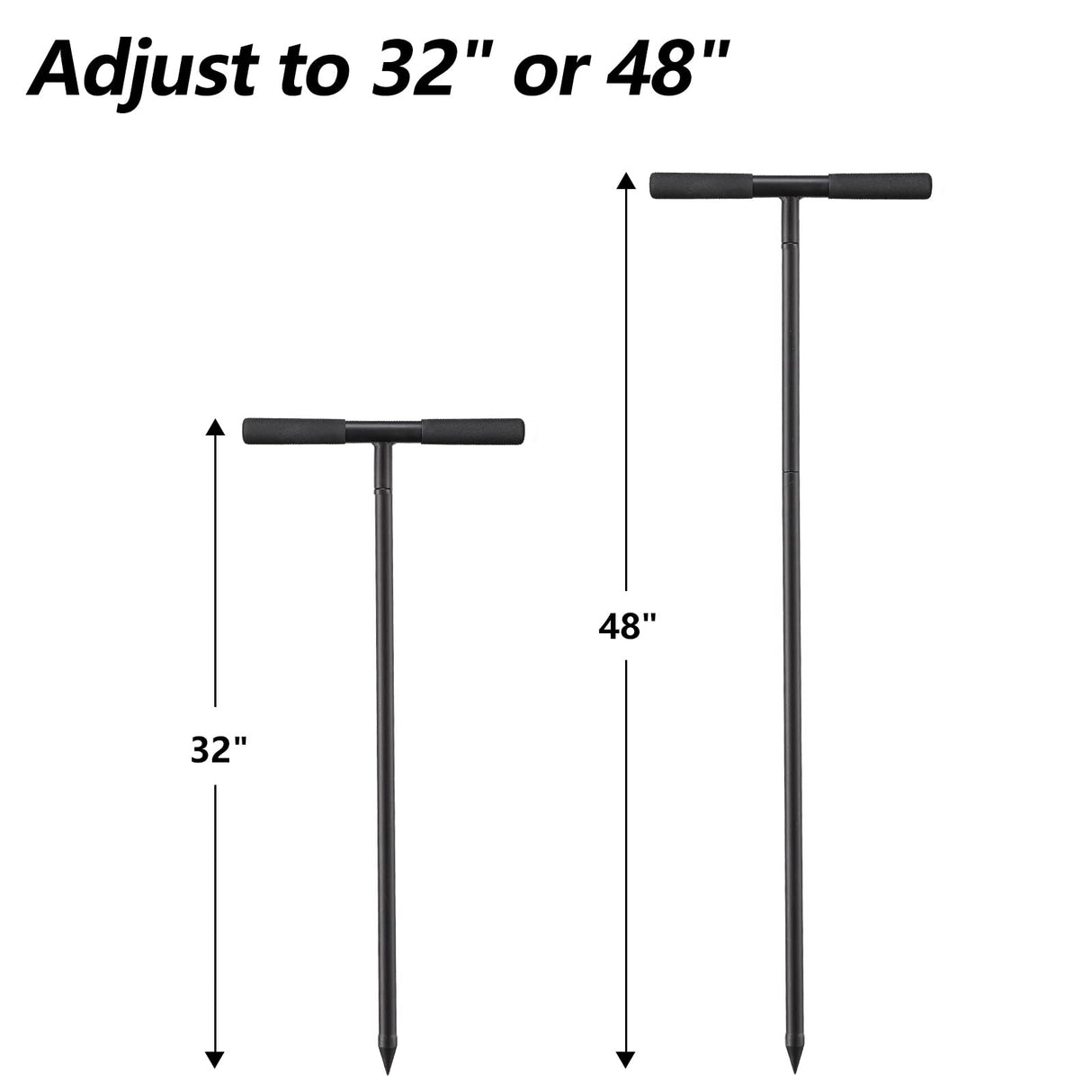 Soil Probe Rod, 48inch Adjustable Ground Rod with T-Handle - Metal Soil Probe for Plumbing Tool, Locating Septic Tank, Landscaping Garden Tool