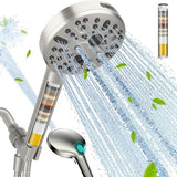 Cobbe Handheld Shower Head with Filter, High Pressure 9 Spray Mode Showerhead Built-in Power Wash with Hose, Bracket and Water Softener for Hard Water Remove Chlorine, Brushed Nickel