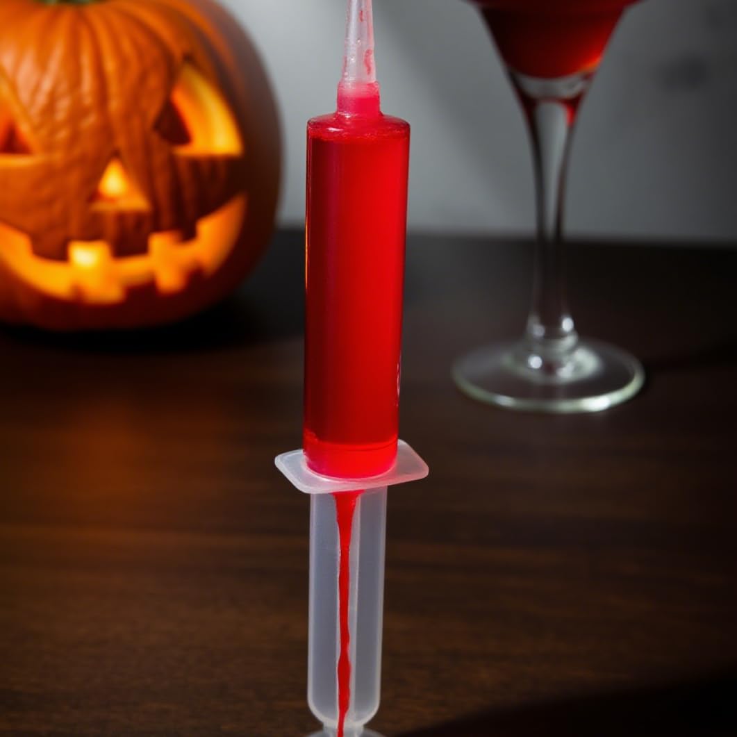 50 PACK 2 oz Halloween Jelly Syringes Shot with Lids, Large Reusable Party Jelly Shot for Thanksgiving Day, Christmas Wedding Bachelorette Parties (Clear)
