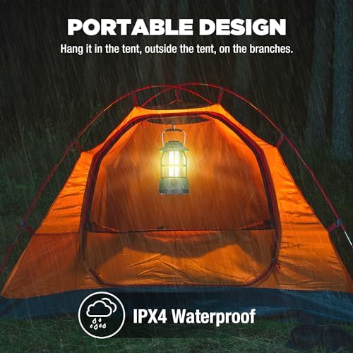 EverBrite LED Camping Lantern, USB C Rechargeable Lantern with Stepless Dimming, Vintage Portable Camping Lights & Lanterns, Lanterns for Power Outages, Hurricane, Emergency, Fishing, Home and More