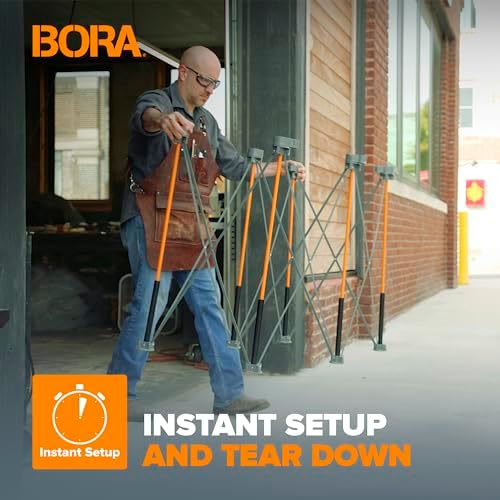 Bora Centipede 2 ft. L x 4 ft. W x 2.5 ft. H Folding Work Table Steel 1500 lb. capacity Gray/Yellow