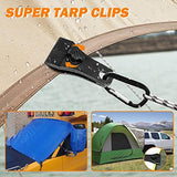 Upgrade Large Tarp Clips Heavy Duty Lock Grip - Total 24 PCs Tarp Clamps Thumb Screw Tent Fasteners with Carabiner for Camping Awnings Caravan Canopies Car Truck Swimming Pool Boat Cover Clips