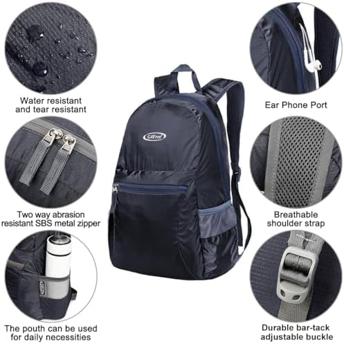 G4Free 20L Lightweight Packable Backpack Travel Hiking Daypack Foldable Backpack for Men Women