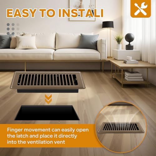 Floor Register 4x10, Floor Vent Covers, Heavy Duty Steel Walkable Floor Vents, for Sidewall and Floor, Brown 10 Pack