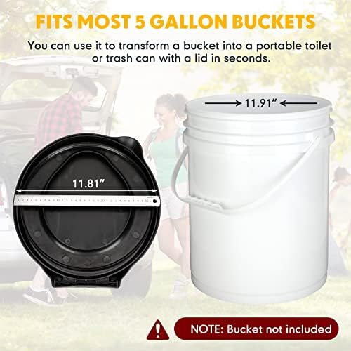 Glenmal 5 Gallon Bucket Toilet Seat with Lid Camping Bucket Toilet Seat with Bags Portable Emergency Lid for Adults Outdoor Luggable Cover for 5 Gallon Accessories