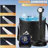 Portable Shower for Camping, 8000mAh Rechargeable Camping Shower Pump with XL Foldable Bucket, IPX8 Waterproof, Surrounding Water Inlet, 5 Pressure Modes Outdoor Shower Pump for Hiking, Travel, Pet