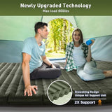 Elegear Double Sleeping Pad for Camping, 4" Ultra-Thick Self Inflating Camping Pad 2 Person with Pillow Built-in Foot Pump, Portable Camping Sleeping Mat for Backpacking, Hiking, Tent(Army Green Full)