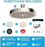 SparkPod Shower Head - High Pressure Rain - Premium Quality Luxury Design - 1-Min Install - Easy Clean Adjustable Replacement for Your Bathroom Shower Heads (Elegant Brushed Nickel, 6 Inch Round)