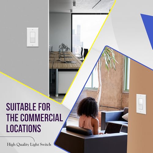 ENERLITES Decorator On/Off Paddle Switch with Wall Plates, Single Pole, 3 Wire, Grounding Screw, Residential Grade, 15A 120V/277V, UL Listed, 91150-WWP-10PCS, White (10 Pack)