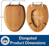 Mayfair Natural Oak Veneer Toilet Seat with Chrome Hinges, Elongated, Wood