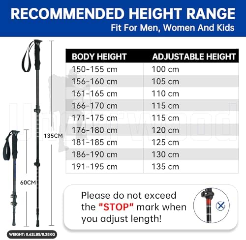 Collapsible Trekking Poles 2 Pack - Adjustable Aluminum Hiking Poles, Lightweight Nordic Walking Sticks for Women, Men, Seniors, Kids, Backpacking