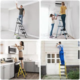 TICONN 4 Step Ladder, Heavy Duty Foldable Step Stool, Portable Steel Folding Stool for Household Garage Storage (Black)