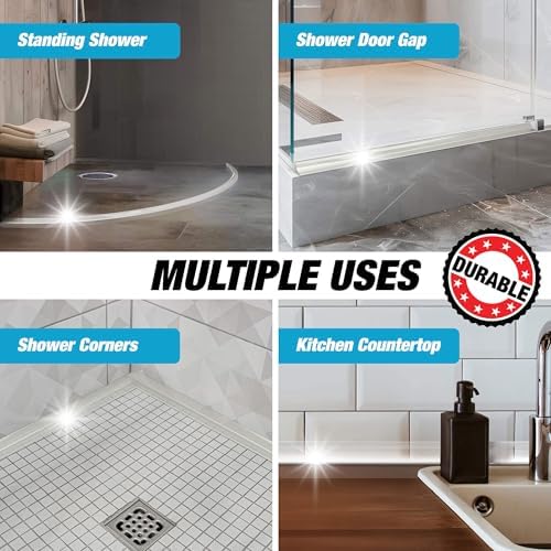 Shower Threshold Water Dam Barrier 67" - Transparent Collapsible Shower Water Blocker - Guard for Walk in Shower - Water Guard Stopper for Floor - Shower Door Water Blocker by Hippo Dam