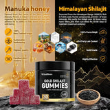 Organic SHILAJIT Gummies | Organic Pomegrenate Oil Flavor | Cane Sugar Free, Sweetened by Organic Manuka Honey | Clean Formula | Heart & Brain, Cellular Health 30 Healthy Gummies