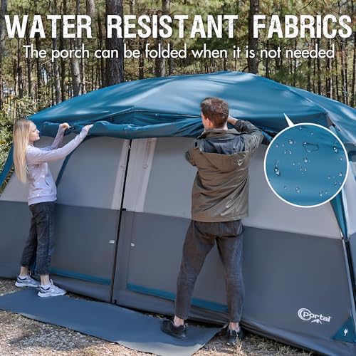 PORTAL 6 | 8 | 10 Person Family Camping Tent with Porch, Big Family Camping Tent with Tall Height, Good Ventilation, Water Resitant Large Tent for Outdoor Camping, Backyard