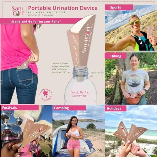 SaniGirl Pee Funnel for Women - Female Urinals for Women – Disposable Womens Pee Funnel for Travel & Camping Essentials, Female Urination Device for Outdoors & Travel (50 Count - Individually Wrapped)
