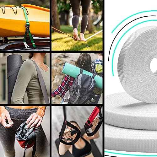 TECEUM 1" & 1.5" & 2" Webbing – 10 25 50 Yards – 40+ Colors – Heavy Duty 1 Inch 1.5 Inch 2 Inch Webbing for Climbing Outdoors Indoors Crafting DIY