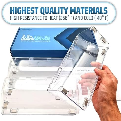 Powerful Magnetic Vent Air & Heat Deflector (2 Pack) for Ceiling, Floor and Wall - Will Never Fall Off - Adjustable from 9.2” to 16” - Super Strong Neodymium Magnets (Upgraded Design) | Patent Pending