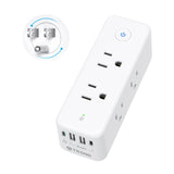 TROND Outlet Extender with 360° Rotating Plug, 6 AC Outlet Splitter with On/Off Switch, Multi Plug Adapter with PD 20W USB C, 2 USB-A & 2 USB-C, 3 Way Wall Extension Outlet for Home Office Travel