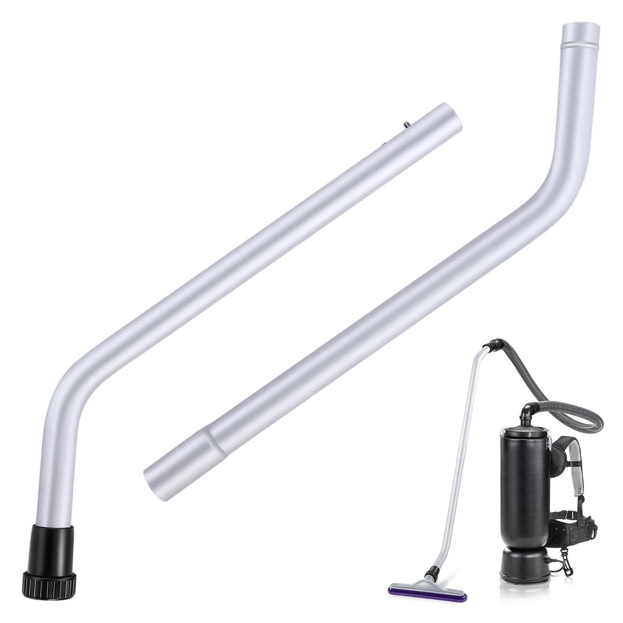 HappyAlley 1 Pack Vacuum Wand Replacement, 2 Piece Aluminum S-Wand Compatible with Proteam Backpack, Commercial Vacuum Parts & Accessories, Also Compatible with Hoover Backpack C2401, Fit 1.5'' Hole