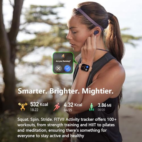 FITVII Health & Fitness Tracker (Answer/Make Calls), Smart Watch with 24/7 Heart Rate and Blood Pressure, Sleep Tracking, Blood Oxygen Monitor, 120+ Sport Mode Activity Tracker for Women Men