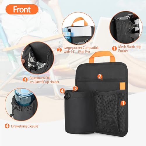 Beach Chair Cup Holder, Chair Side Organizer Easily Attached to Armrest with 2 Self-Adhesive Fastener Strap, Hanging Chair Attachment for Water Bottle, Sunglasses, Phone, Snack, etc..