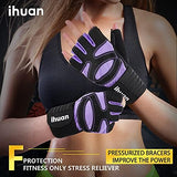 ihuan Ventilated Weight Lifting Gym Workout Gloves with Wrist Wrap Support for Men & Women, Full Palm Protection, for Weightlifting, Training, Fitness, Hanging, Pull ups