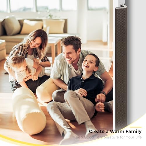 Weather Stripping Door Seal Strip - Soundproof Q-Shaped Foam for Exterior Door Frame, Large Gap Seal, Noise Cancelling, Easy to Install (Brown, 26FT)