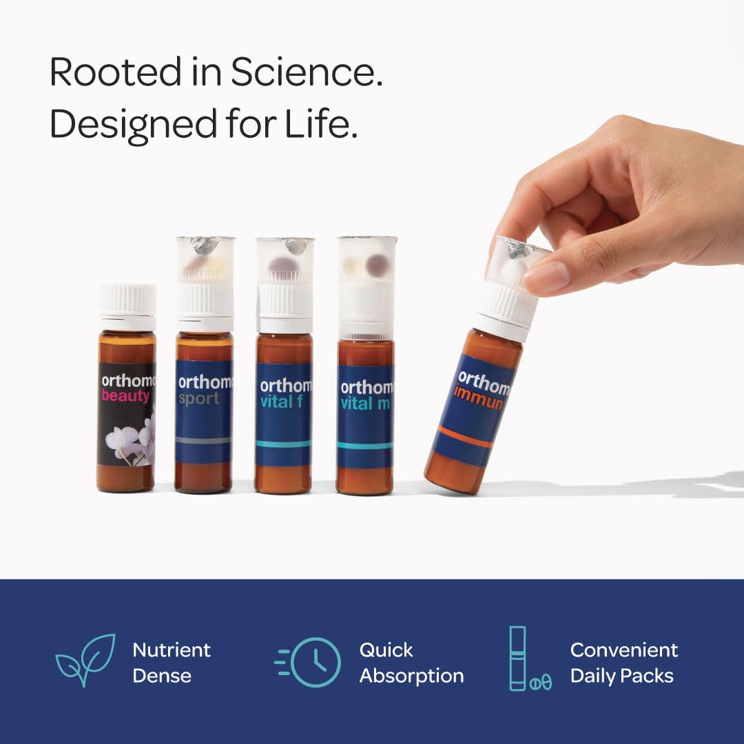 Orthomol Vital F Vial for Women, 30-Day Vitamin Supplement – Daily Energy, Fatigue Reduction & Vitality Support with Vitamins A, B, C, D, E, K, Omega-3 & Iodine