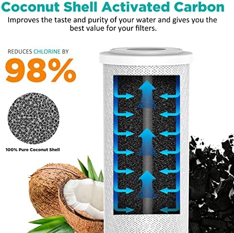 SimPure 5 Micron 10 x 4.5 Inch Whole House Carbon Water Filter | CTO Activated Coconut Carbon Replacement Cartridge | Fits DB10P, DB10C-2, GE GXWH40L, GXWH35F, BB10, FXHTC, FC15B (2Pack)