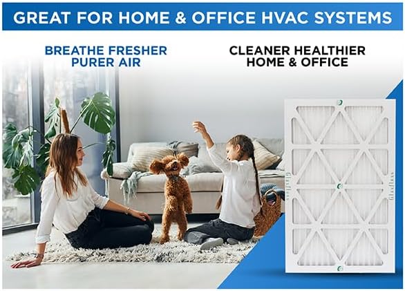 Glasfloss 20x25x1 MERV 10 (FPR 5-6) Pleated Air Filters Box of 6. Actual Size: 19-1/2 x 24-1/2 x 7/8