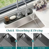 Kitchen Faucet Absorbent Mat - Diatomite Stone Sink Tray, Quick Drying, Modern Design - Durable Faucet Drip Mat for Kitchen Sink and Bathroom Counter [17.7"" x 3.9"", Dark Grey]