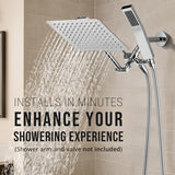 G-Promise All Metal 10" Dual Square Shower Head Combo | Rain Shower Head | Handheld Shower Wand | Adjustable | Smooth 3-Way Diverter | 71" Extra Long Hose - A Bathroom Upgrade (Chrome)